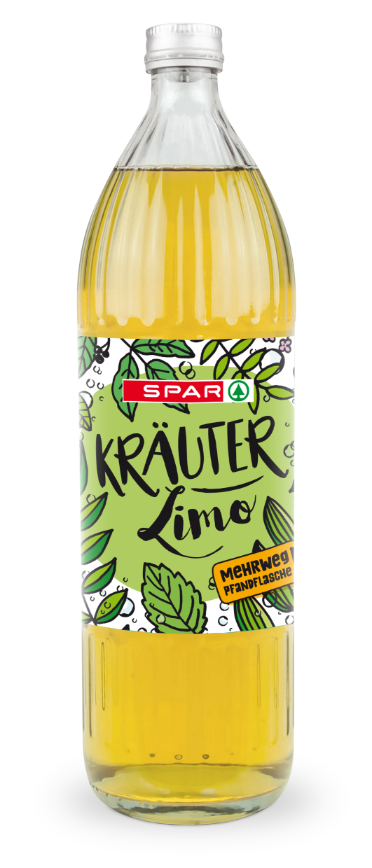 SPAR Kräuterlimo 1L-Mehrweg-Glasflasche 