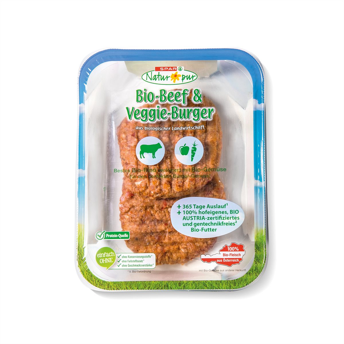 SPAR Natur pur Bio-Beef und Veggie-Burger