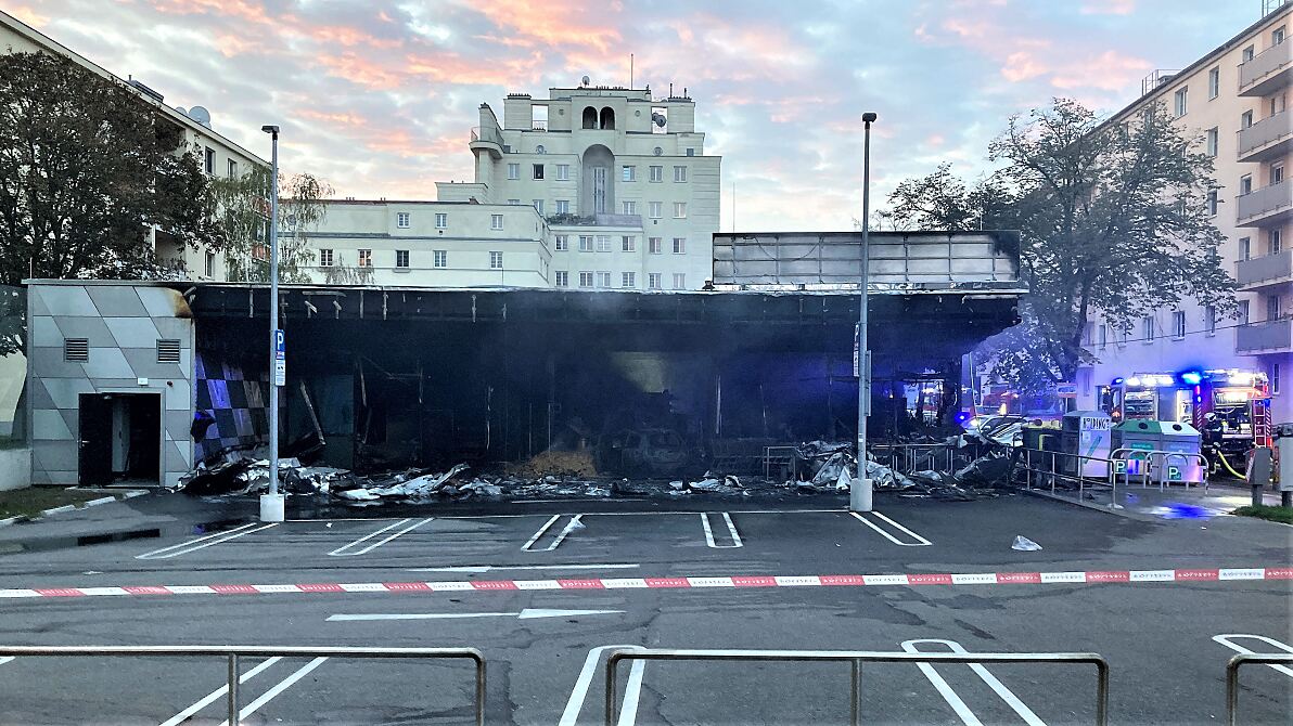 Ausgebrannter Supermarkt
