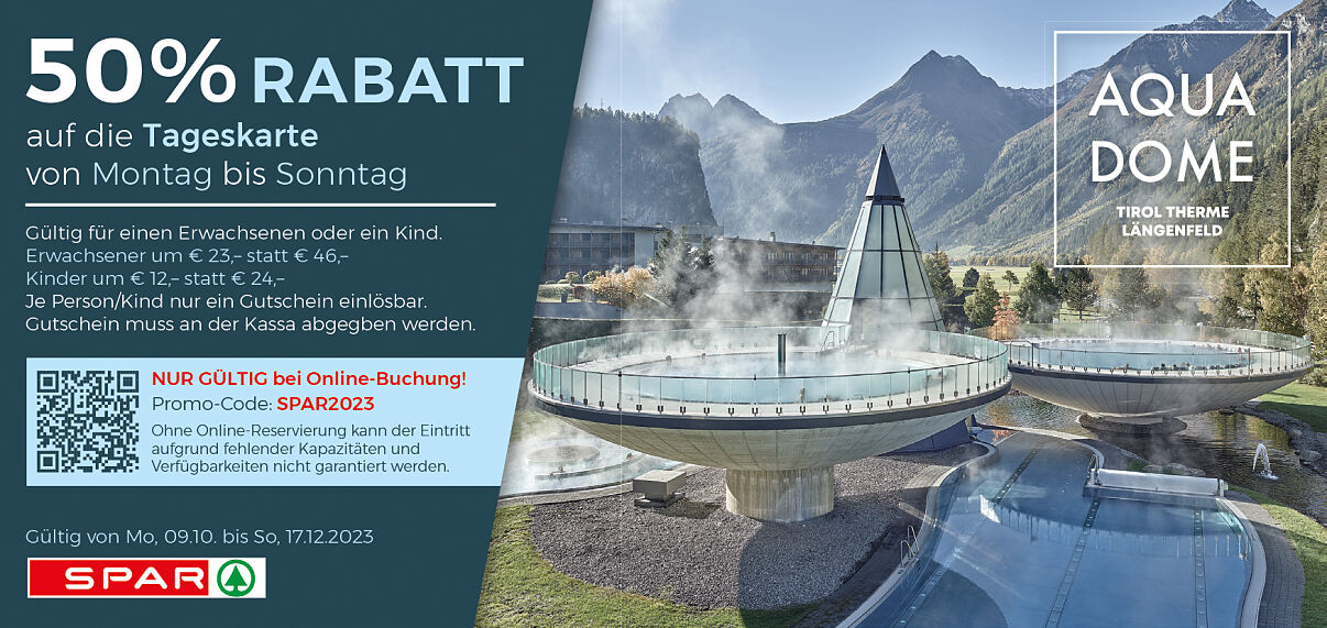 SPAR Gutschein Aqua Dome 2023 