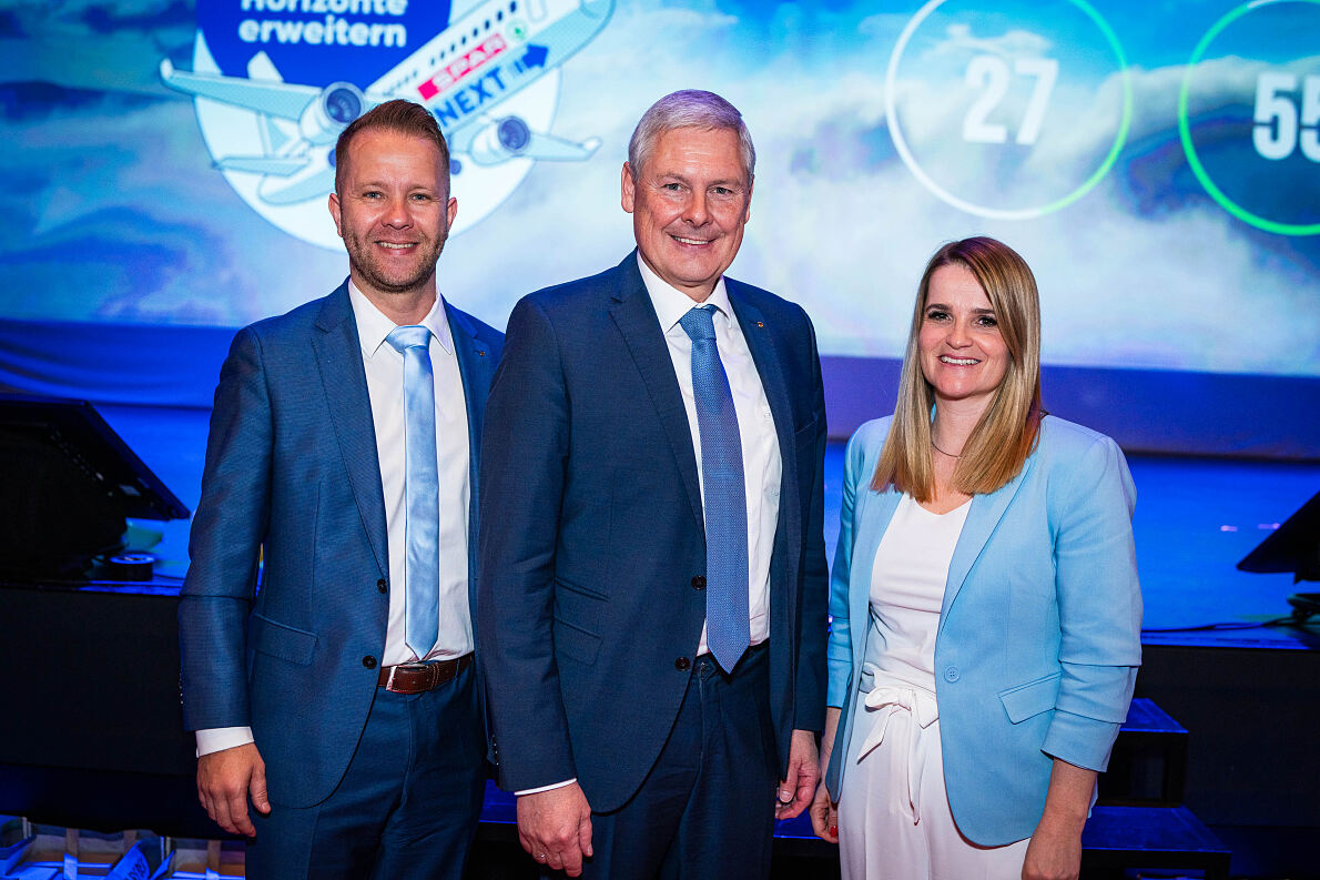 PR Foto SPAR Filialtagung 2025, Bram Wouters, Hans K. Reisch, Patricia Sepetavc
